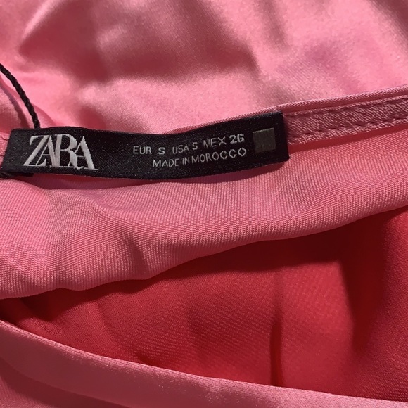 NWT. Zara Pink Satin Effect V-neck Midi Dress. Size S. - Picture 7 of 10